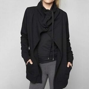 Athleta Black Cowl Neck Sweater Wrap Jacket
